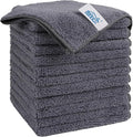 Grey Microfiber Cleaning Cloth, 12 Pack Premium Microfiber Towels for Cars, Lint Free, Scratch-Free, Highly Absorbent, Reusable Cleaning Rags for Car, Household, Kitchen, Window, 11.5"X11.5"