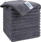 Grey Microfiber Cleaning Cloth, 12 Pack Premium Microfiber Towels for Cars, Lint Free, Scratch-Free, Highly Absorbent, Reusable Cleaning Rags for Car, Household, Kitchen, Window, 11.5"X11.5"
