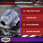 AIDEA Car Wash Mitt Microfiber, 2PK Wheel Cleaner Mitts, 7.12' X10.14'' | Scratch Free Lint-Free, Extra Plush Premium Microfiber Mitt Car Wash Brush, Regular Size