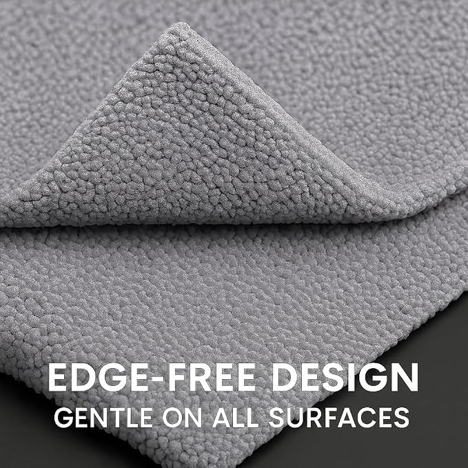 Paks - Edgeless Microfiber Towels 4-Pack - Car Detailing Wash Cloths for Cleaning - 16x16 Car Drying Towel - Lint Free Auto Rags for Polishing & Buffing - Purple & Grey Cleaning Supplies