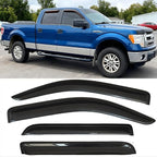 Window Visors Rain Guards for 2009-2014 Ford F-150 SuperCrew/Crew Cab | Window Deflectors, Vent Visor, Sun Shades, Window Shields, Truck Accessories, Dark Smoke