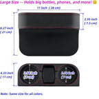 Car Cup Holder Expander & Seat Gap Filler - PU Leather Cover with Stitching, Multifunctional Front Seat Organizer, for Car Truck Van, Holds Large Cups and Phones,Prevent Dropping Items (1Pack, Black)