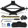 2 Ton Scissor Jack, Upgrade 4409 Lbs Car Jack Kit with 2 Rubber Pads, 10PCS Small Portable Car Jack Emergency Kit with Ratchet Wrench, Tire Repair Changing Kit for Vehicles SUV Sedan MPV UTV