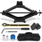 2 Ton Scissor Jack, Upgrade 4409 Lbs Car Jack Kit with 2 Rubber Pads, 10PCS Small Portable Car Jack Emergency Kit with Ratchet Wrench, Tire Repair Changing Kit for Vehicles SUV Sedan MPV UTV