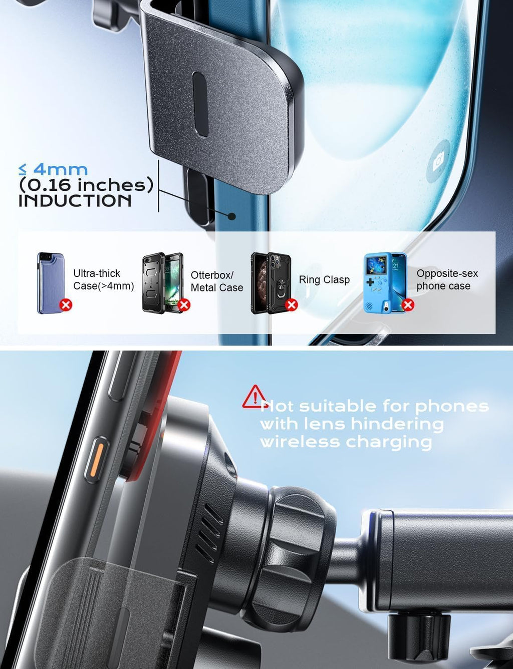 15W Wireless Car Charger — Fast-Charge Auto-Clamp Phone Holder