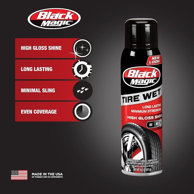 120270 Tire Wet Spray, Weather & Rinse-Resistant Formula that leaves Tires looking Wet, Black & Glossy in One Spray, 14.5 Fl. Oz. (Pack of 2)