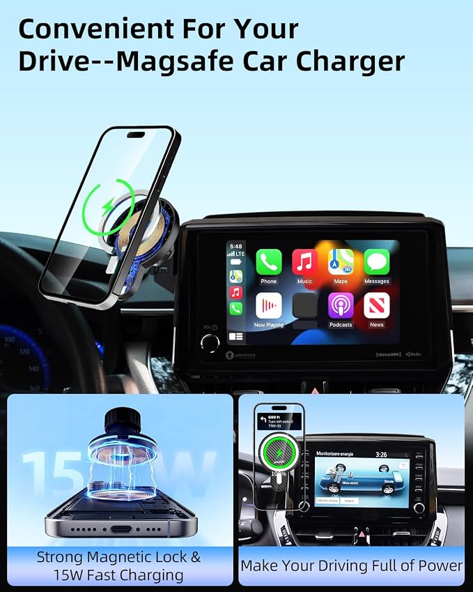PZK Car Phone Mount for 2019-2026 Toyota Corolla/Corolla Cross 2022-2026 | Corolla Hatchback Accessories 8-inch Screen Magsafe Magnetic 15W Fast Wireless Charging Car Phone Holder Not Affect Vent