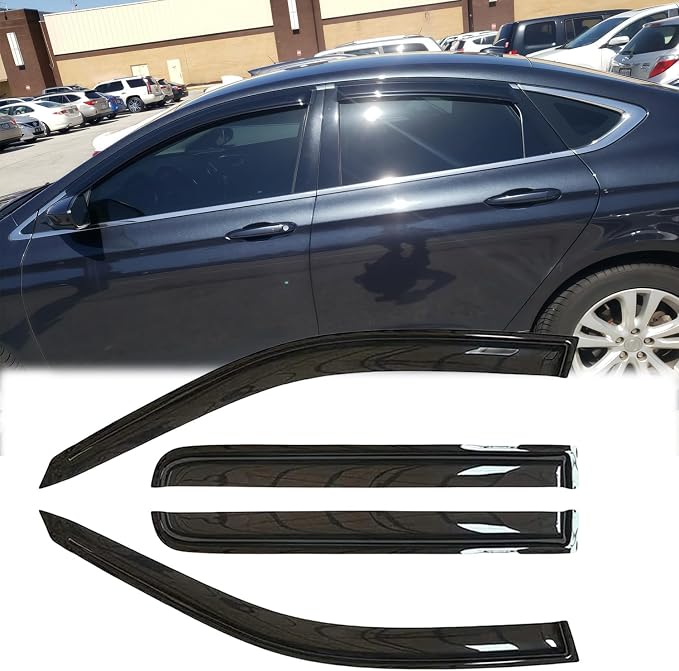 Sunproof Rainproof Side Window Wind Deflector Window Visor fit for 2015-2017 Chrysler 200, 4pcs Protective Replacements Rain Guards Set 94997