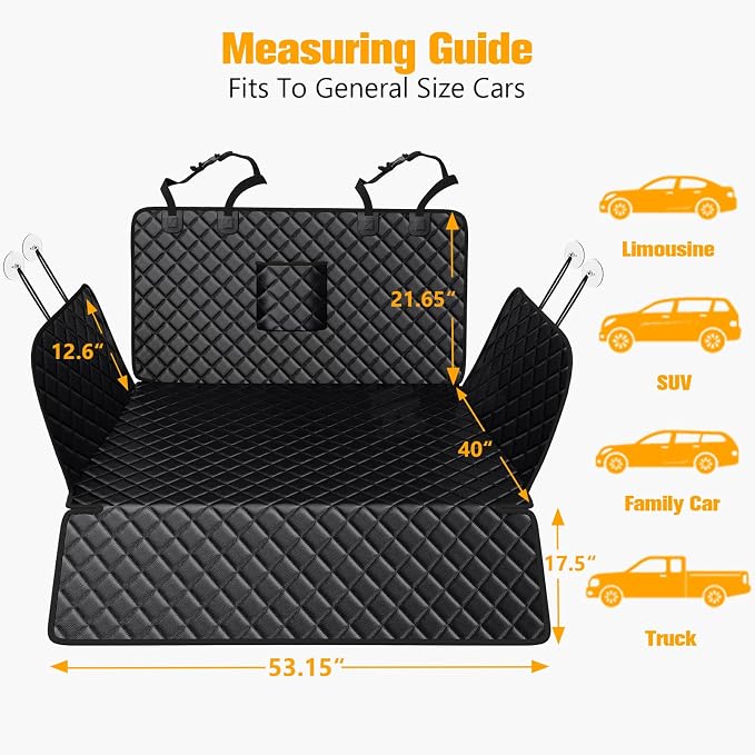 SUV Cargo Liner for Dogs, PU Leather Waterproof Pet Cargo Cover for SUVs Sedans Vans with Bumper Flap Protector, Scrachproof Non-Slip Large Size Dog Seat Mat Universal Fit