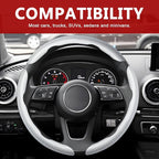 3pcs Universal Carbon Fiber Steering Wheel Cover - Anti-Slip & Segmented Design, Universal 99% Durable Steering Wheel Protector for Men and Women, Car Interior Accessory (White)