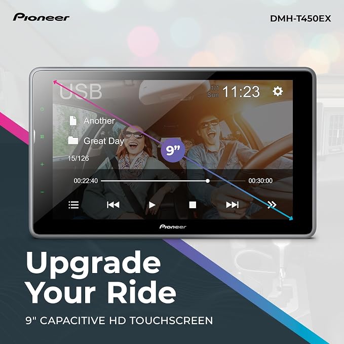 DMH-T450EX 9" Capacitive Touchscreen, Floating Display – Alexa, Bluetooth, Backup Camera, FLAC, Short Chassis, USB, AM/FM Radio, 13-Band EQ, RCA Preouts