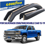 Goodyear Shatterproof in-Channel Window Deflectors for Chevrolet (Chevy) Silverado 2500, 2500HD/3500HD 2015-2019 Double Cab,Rain Guards, Visors for Cars,Vent Deflector,Car Accessories, 4 pcs-GY007721