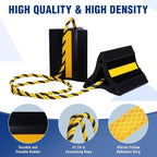 4-Pack Rubber Wheel Chocks with Rope & 3 Reflective Strips, Heavy Duty Non-Slip Tire Stoppers for Cars, SUVs & Trailers, Rubber Wheel Wedges for Garage & Driveway
