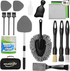 18PCS Car Detailing Kit Upgraded Boar Hair Vent Brush Cleaner | Scratch-Free & Streak-Free,Ultra Fine Crevice Brush,Gel,Glass Brush,Storage Bag;Auto & Home Dual Use Car Lover Gift Kit