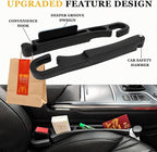 2 PCS Car Seat Gap Filler Compatible with Explorer, Edge, Escape, Expedition & Bronco Sport Accessories, Seat Gap Organizer with Emergency Glass Breaker & 1 Sunglasses Holder, Black.