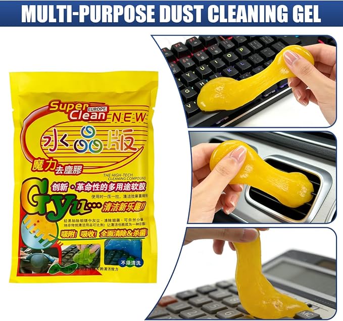Craedli 2PCS Car Cleaning Gel Auto Detailing Putty, Universal Car Interior Cleaner Slime, Reusable Dust Remover Cleaning Supplies Kit Tools for Air Vents Keyboards, Car Accessories Presents (Yellow)