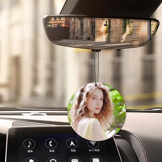Personalized Photo Car Air Freshener – Custom Double-Sided Print – Fresh Linen Scent – Eco-Friendly, Long-Lasting Fragrance – For Family, Friends, Lovers (Circle)