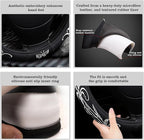 Car Leather Steering Wheel Cover - Panapi Material, Universal 14.5-15 Inch Leather Anti-Slip Breathable Auto Steering Wheel Covers for Men Women (Embroidery-White)