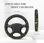 Tropical Flowers Steering Wheel Cover,Berries and Leaves Elastic Non-Slip Steering Wheel Protector,Auto Interior Decor for Women Girls,Universal 15" Fit for Sedans,Trucks