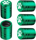Tire Valve Stem Caps - (5 Pack) Metal Air Caps with Plastic Liner, Corrosion Resistant, Leak-Proof, Dog Cat Paw Universal Stem Covers for Cars Trucks Motorcycles and Bikes - Green