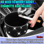 Bling Car Trash Can with Lid, Rhinestone Leakproof Waterproof Auto Cup Holder Garbage Bin, Portable Multipurpose Vehicle Dustbin and Organizer for Home Office Kitchen Bedroom (Black)