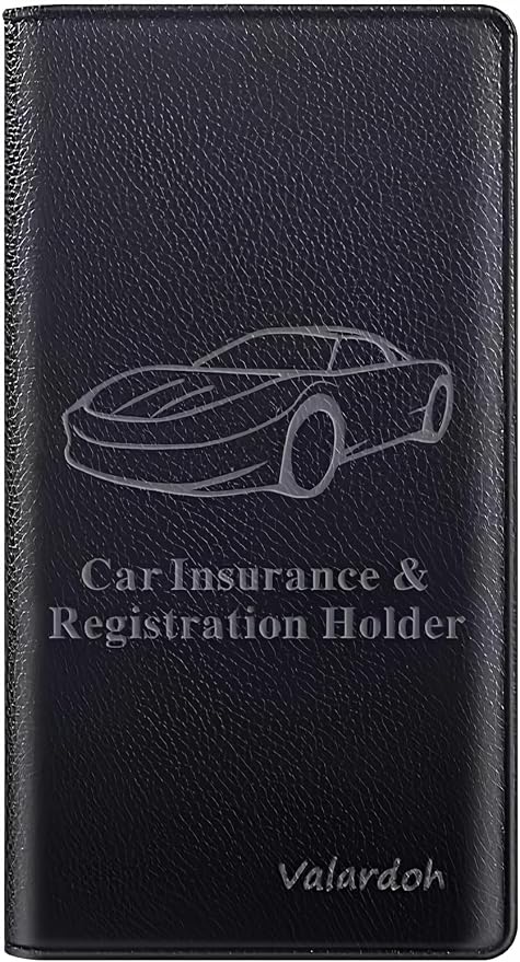 Premium Car Registration and Insurance Card Holder, Car Document Holder for Cards, Driver License & other Essential Documents (Black)