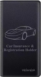 Premium Car Registration and Insurance Card Holder, Car Document Holder for Cards, Driver License & other Essential Documents (Black)