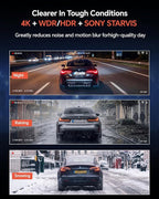 Front Rear - 4K STARVIS Sensor Dashcam,Free 64GB Card, Built-in 5G WiFi/GPS, Dual Dash Camera for Cars with 3" IPS Screen,HDR/WDR Night Vision, App Control, 24H Parking Mode