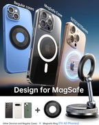 【Newest Vacuum Magnetic Phone Holder for Car Phone Holder Mount【Movable Vacuum Suction】 Magsafe Car Mount Cell Phone Holders for Your Car Accessories for Women Men for iPhone 17 16 -Black