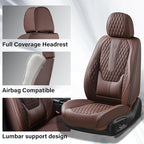 Coverado Front Seat Covers, Car Seat Covers Front Seats, Nappa Leather Seat Covers for Cars, Waterproof Seat Covers with Lumbar Support Universal Fit for Most Cars SUV Trucks (Front, Coffee)