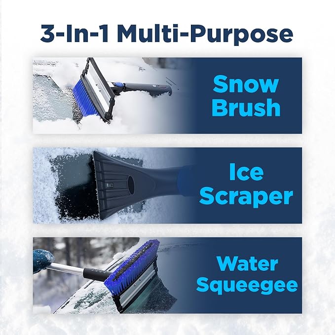 39" Ice Scrapers for Car Windshield | Snow Brush for Car | Extendable Car Snow Brush and Detachable Ice Scraper | Snow Remover for Cars, SUVs, & Trucks | 180 Degree Rotating Winter Brush