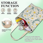 Car Trash Can, Cute Car Trash Bag, Hanging Car Organizer and Storage Bag, Trash Bin for Car Accessories, Vehicle, Travelling, Camping Cute Blue White Daisy