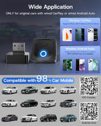 2026 Upgrade Wireless CarPlay Adapter/Android Auto Wireless Adapter, Plug & Play Fast Connection, One-Tap Disconnect, Wi-Fi 6 & Bluetooth 5.4, Support USB A/Type C, Mini Design- Carbon Black