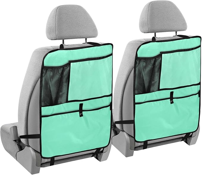 Aquamarine Seat Back Protector Car Kick Mats with Pockets Protector, Kick Pads for Back of Car Seat