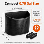 Leather Car Trash Can – Leakproof & Easy-to-Clean Car Garbage Can for Luxury Cars, SUVs & Trucks | Includes 60 Custom Liners, Secure Hook, Easy Install, Carbon Fiber