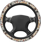 Paw Prints Steering Wheel Cover for Women Men, 15 Inches Brown Dog Cat Paw Neoprene Anti-Slip Cute Universal Car Steering Wheel Grip Wrap Car Accessories Protective Case Cover for Vehicle Truck SUV
