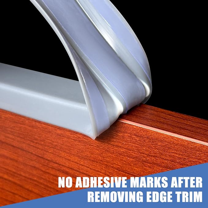 Rubber Edge Trim, Flexible Edge Banding, 5/8"(16mm) U Channel Furniture Edge Protector, Self Adhesive Edge Guards for Plywood, Wood, Glass Parts, 20Ft, Grey Color