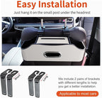 Back Seat Cup Holder for Car – Multifunctional Seat Back Organizer with Drink Holders, Tissue Box Storage & Hooks, Fits Headrest for Auto. (White)
