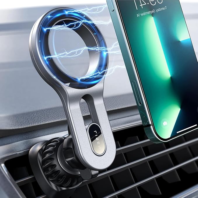 for MagSafe Car Mount, 2026 Magnetic Phone Holders for Car Air Vent Phone Mount [Ultra-Magnetic] Hands Free Cell Phone Holder Car Accessories for Men Women fit iPhone 17 16 15 14 13 Pro-Silver