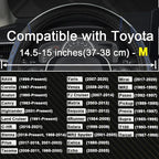 Customized Auto Car Steering Wheel Cover for Toyota Rav4 Corolla Camry Highlander(Diamond Quilted-Black+Blue-Standard Size)