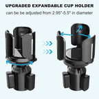 Upgraded 64oz Large Cup Holder Expander with Coaster for Car, Expandable Cup Holder Adapter with Adjustable Base, Universal Compatible with Yeti, Hydro Flasks, Owala, Other Big Bottles Mugs Drinks
