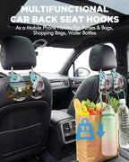 Purse Holder for Car, 2 Pack Heavy Duty Purse Hanger for Car, PU Leather Car Seat Hooks for Purses and Bags, Cute Skeleton Headrest Organizer for Handbags & Backpacks