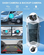 HK3 Carplay Screen for Car, 10.26’’ Wireless Apple Car Play & Android Auto Touchscreen, with 4K Dash Cam,1080P Backup Camera,64GB TF card, Car Stereo/GPS Navigation/Mirror Link/Bluetooth/Voice Control