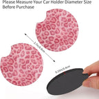 Pink Leopard Steering Wheel Cover - Pink Leopard Steering Wheel Protector Neoprene 15Inch Car Accessories 2 Pcs Car Coasters for Women Men