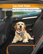 Dog Car Seat Cover, Heavy Durable Dog Seat Cover for Back Seat, 100% Waterproof Scratch Proof Nonslip Dog Hammock for Car with Side Flap, Pet Back Seat Covers Large 60" W x 64" L