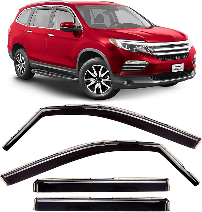 Voron Glass in-Channel Extra Durable Rain Guards for Honda Pilot 2016-2022, Window Deflectors, Vent Window Visors, 4 Pieces - 200864