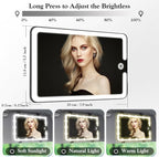 LED Vanity Mirror for Regular Car Sun Visor,Lightweight Car Mirrors with Dimmable Lights, 3-Color Vanity Makeup Mirror for Universal Standard Vehicle Visor