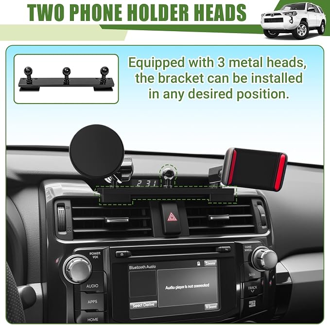 Metal Magnetic Phone Mount Holder for 2010-2024 Toyota 4Runner Strong Magnet Dash Cell Phone Cradles Adjustable Phone Stand Accessories for MagSafe All Smartphone(Upgraded Version)