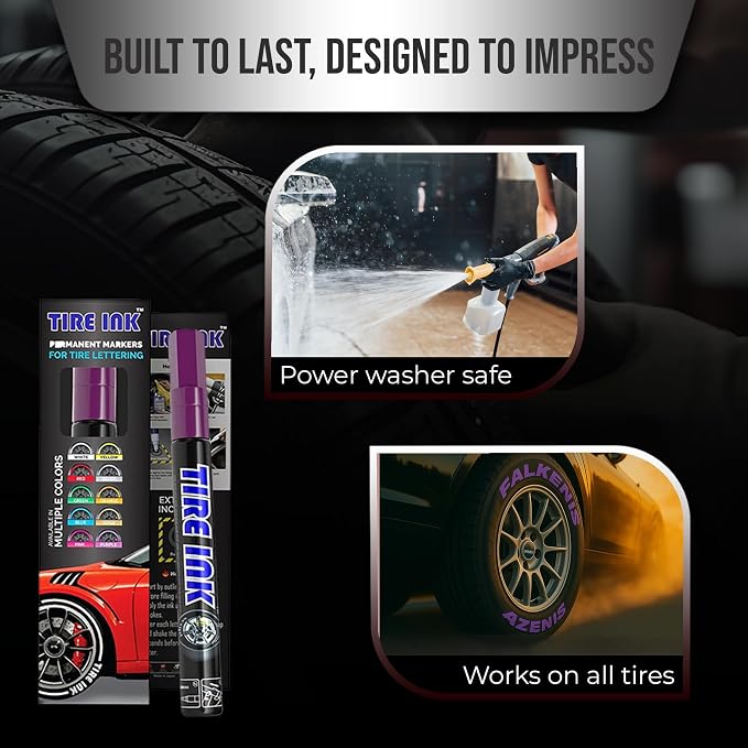 Purple Color Tire Paint Pen - Waterproof Permanent Paint pens for Car wheel Lettering | Car Wash Safe and Durable | Made in Japan (Pack of 1)