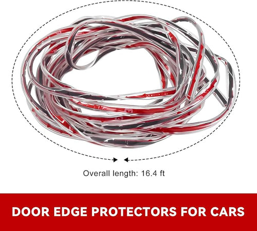 16.4Ft(5M) Car Door Edge Protector, Anti-Collision Auto Door Protective Strip U Shape Edge Trim, Self-Adhesive Automotive Doors Entry Guard Seal Protector for Most Vehicles (Clear)